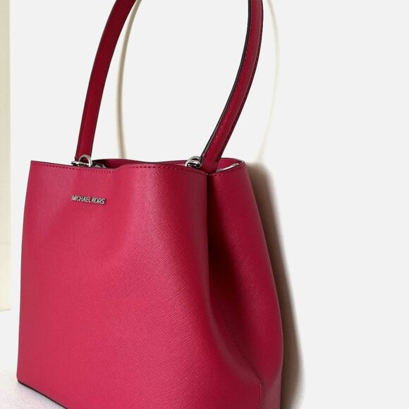 New Michael Kors Pratt Medium Shoulder Bag Dark Raspberry - Picture 2 of 6